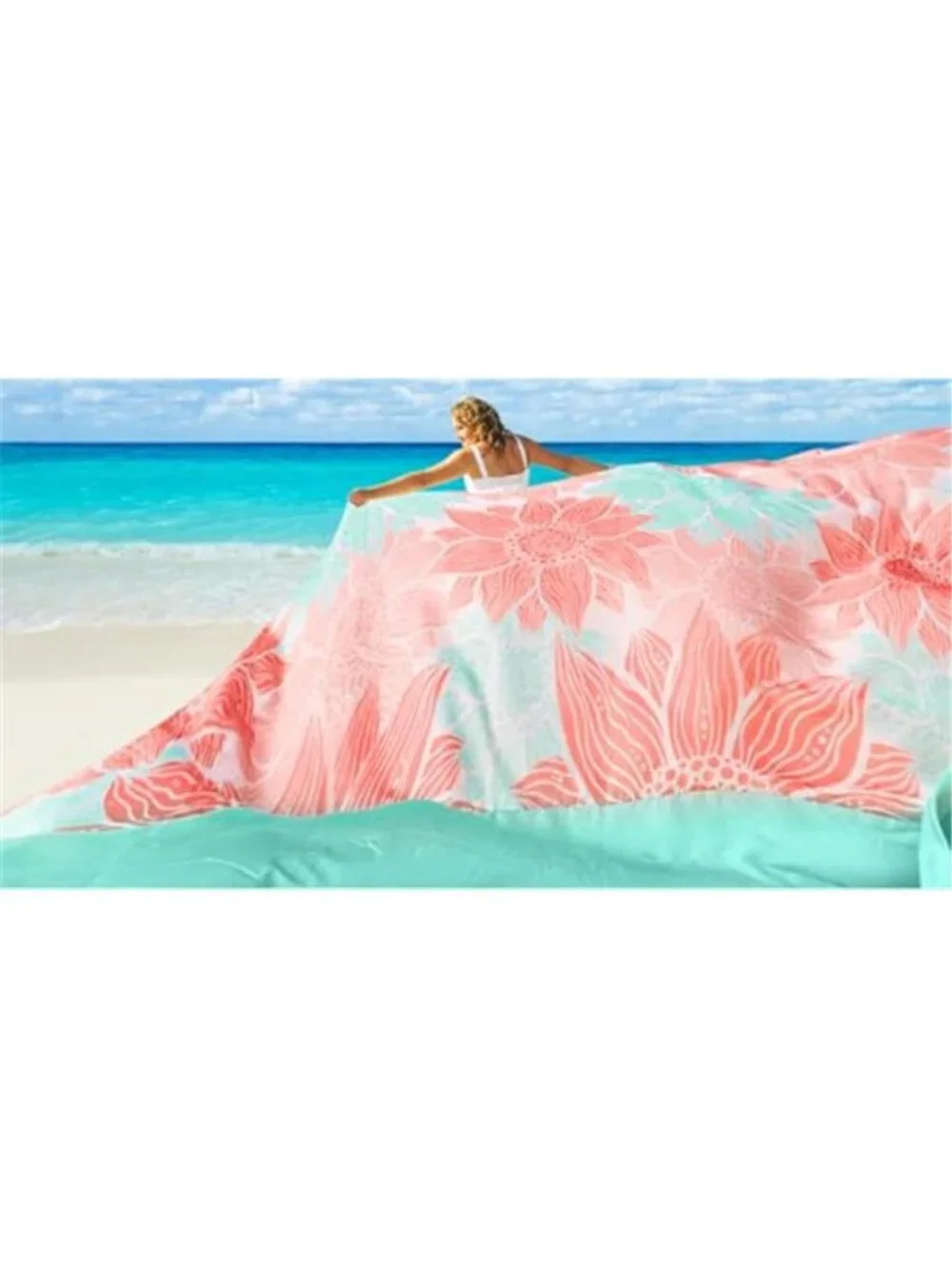 Beach Blanket Waterproof Sandproof Oversized Pink Floral Picnic Mat Camping